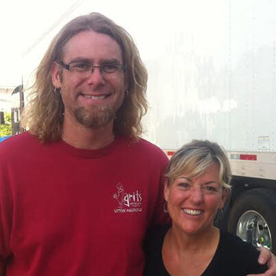 A man and woman standing next to each other.